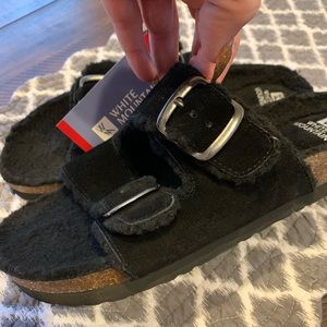 Brand New Fuzzy Slip on Sandals